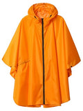 SaphiRose Adult Rain Poncho Waterproof Hooded Zipper Raincoat with Pockets - color: Orange