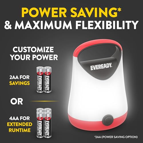 Eveready LED Camping Lantern X-250, Bright Tent Lights, Rugged Water Resistant LED Lanterns, 100 Hour Run-time, Red and Black (Pack of 2) - color: Red and Black, size: 2 Pack