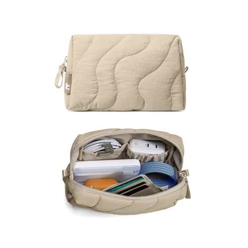 tomtoc Electronics Organizer Travel Case, Soft Puffy Accessory Tech Case - color: Dune Shade