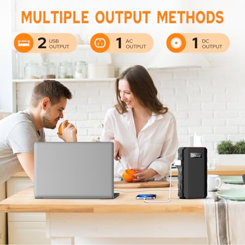 Portable Power Station with AC Outlet 120V, 24000mAh Laptop Charger Bank - color: Black