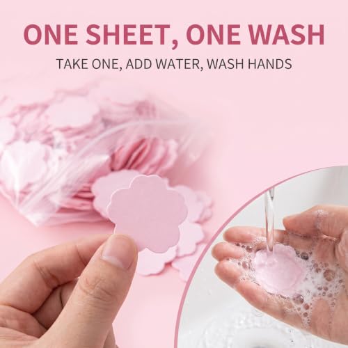 1000 Sheets Pink Portable Disposable Paper Soap Portables,Travel Hiking Washing Hand Bath Toiletry Paper Soaps Sheets,Portable Gentle Soaps Papers for Kids Women,Foot and Hand Care