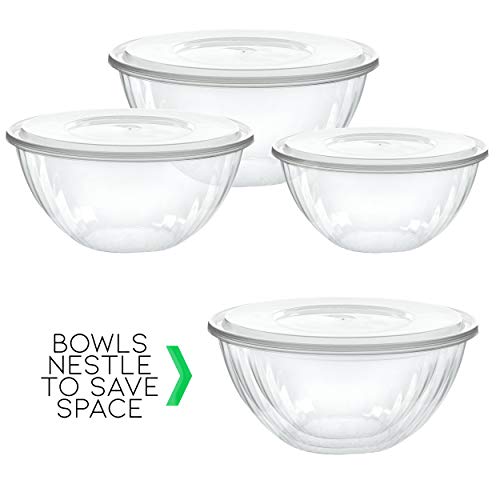 PLASTICPRO Disposable 48 Ounce Round Crystal Clear Bowls with Lids Pack of 2 Sets - size: 48 OUNCE