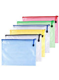 A3(17"x 11.5")-Mesh Zipper Pouch Plastic Zipper File Zip Document Folders for Office Supplies Travel Bags,6-Pcs,Multicolor - size: A3