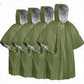 Emergency Poncho with Mylar Blanket Liner for Survival Gear, Waterproof, Wind-Resistant Green Rain Poncho for Outdoors, Camping, and Car Emergency Kits - Thermal Poncho- 4 Pack