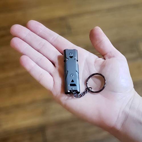 FUTURESTEPS Emergency Whistle | EDC Whistle | Very Loud Survival Whistle | Low Air Flow Needed | 105 Decibels with Less Effort | One Piece | Charcoal Gray Titanium