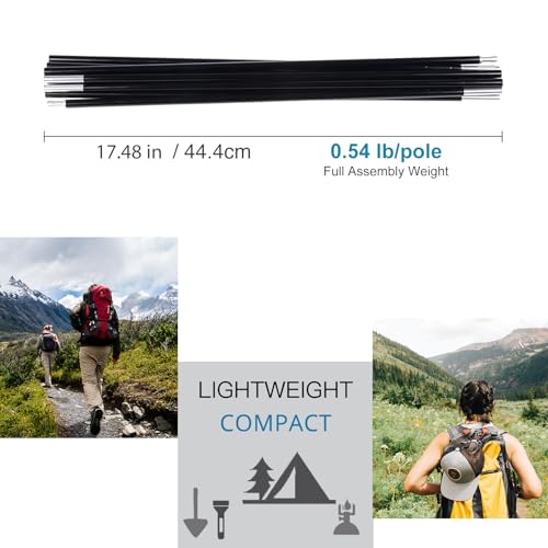 Aluminum Tent Poles Replacement, Fits Both Female and Male Ends, Lightweight Tent Pole Repair Kit, 7001 Aluminum Alloy T6 Heated - color: 12ft, size: 2 Poles Pack