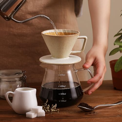 DOWAN Pour Over Coffee Maker, Non-Electric Pour Over Coffee Dripper, Manual Brew Maker, Single Cups Porcelain Slow Brewing Accessories for Gifts, Grey - color: Grey