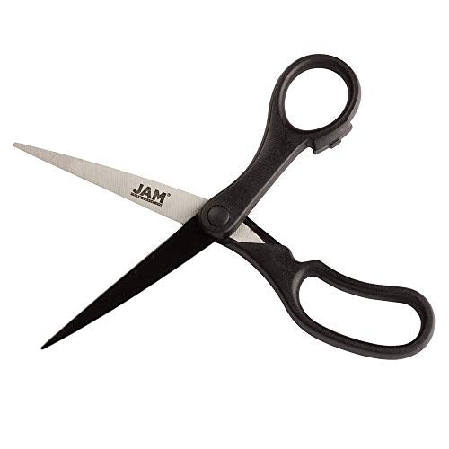 JAM PAPER Multi-Purpose Precision Scissors - 8 Inch - Black - Ergonomic Handle & Stainless Steel Blades - Sold Individually - color: Black, size: Standard (8 Inch)