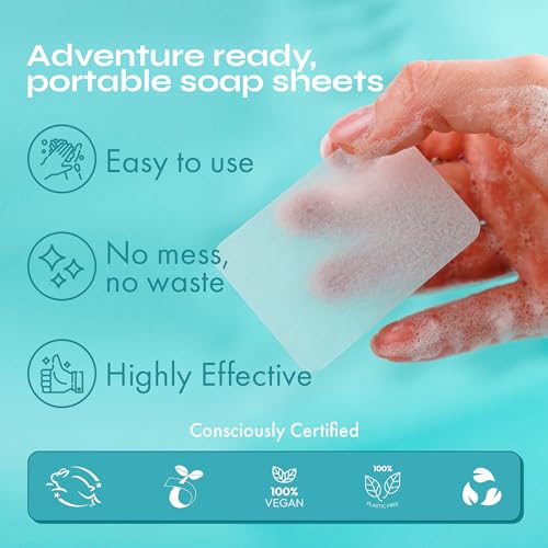 FOMIN Paper Soap Sheets for Hand Washing - 100 Unscented Travel Soap Sheets - color: Unscented (Pack of 1)