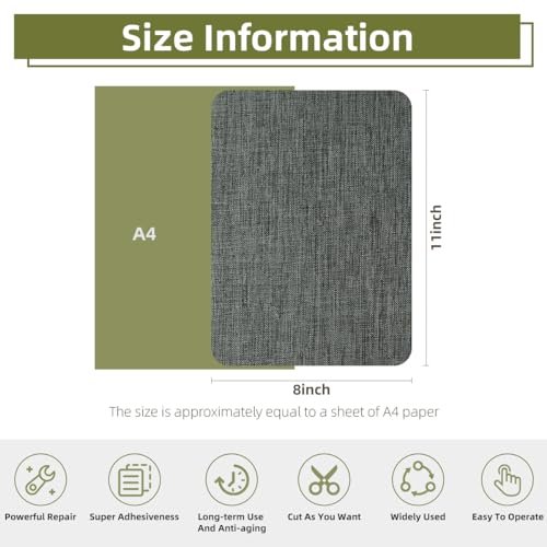 2Pcs Self-Adhesive Linen Fabric Patches, Quick Repair for Sofas, Tents, Car Seats/8" x 11", Dark Grey - color: Dark Grey