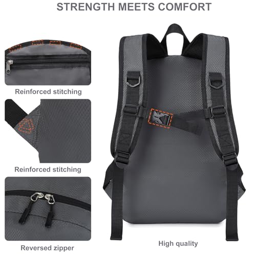 Lightweight Hiking Backpack 30L Packable Foldable Daypack Collapsible Travel Bag Water-Resistant for Women Men (Gray) - color: Gray, size: Large
