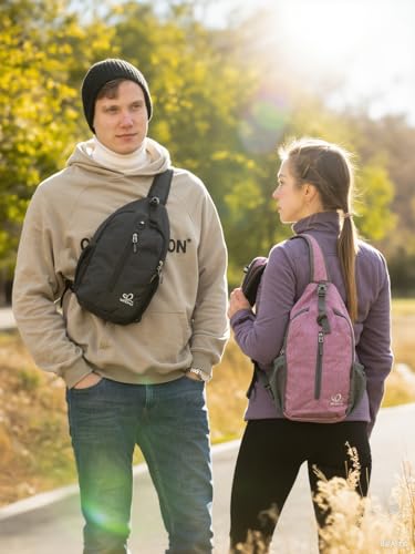 WATERFLY Crossbody Sling Backpack Sling Bag Travel Hiking Chest Bag Daypack (Purple) - color: B-purple