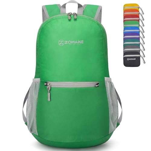 ZOMAKE Lightweight Packable Backpack, Foldable Small Travel Day Pack - color: Grass Green