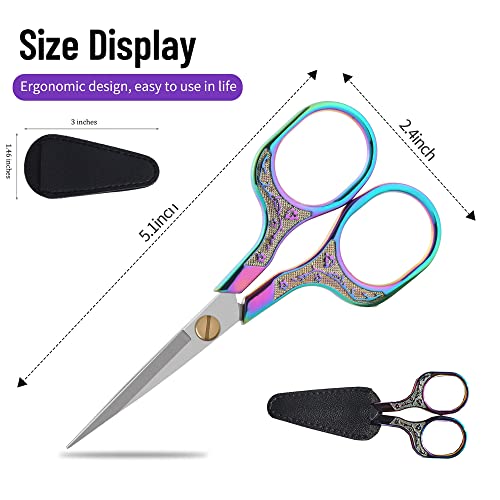 Embroidery precision scissors-Glexal 5 Inch Vintage Scissors-2 pack,Ultra Sharp Blade Shears,scotch small crafts scissors for multi purpose… - color: Purple & Gold