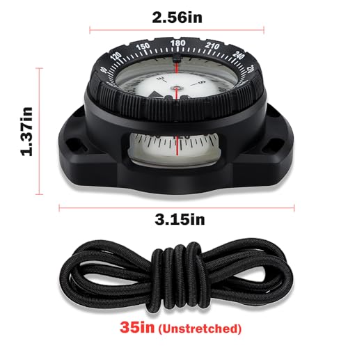 Scuba Dive Waterproof Wrist Compass with Bungee Mount - color: Black