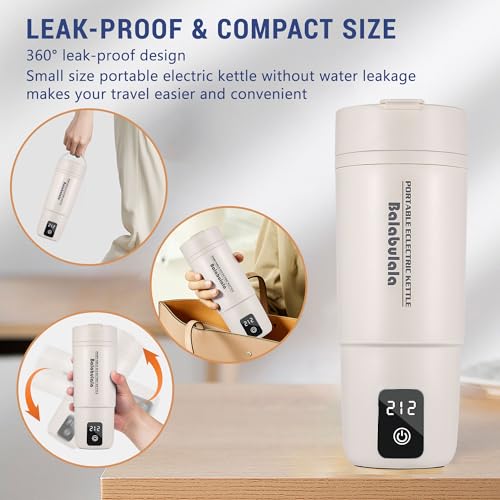 Travel Electric Kettle, Balabulala Portable Water Boiler with 6 Variable Presets,Small Electric Kettle with Keep Warm Temperature Controls & Boil Dry Protection, 14oz,White - color: White