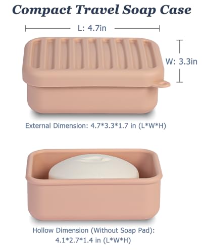 HighHerz Superior Leak-Proof Silicone Travel Soap Case, Portable Soap Container with Draining Layer, Durable Soap Box, Shatter-Proof Soap Holder for Bathroom, Gym, Travel Size Toiletry(Light Pink) - color: Light Pink