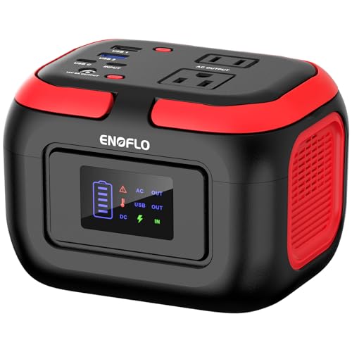 ENOFLO Portable Power Station, 97.68Wh Solar Generator - color: Red-Black