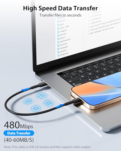 SOOPII 6-Pack Short USB C to USB C Cables,8 Inch/0.7Ft 60W Type C Fast Charging Cables,Compatible with lPhone,Galaxy,lPad,MacBook,Charging Station and Power Bank Accessory(Black) - color: Black, size: C to C-6P(60W)
