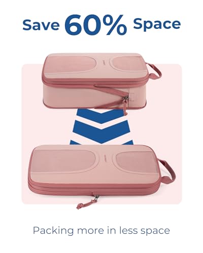 BAGSMART 6 Set Compression Packing Cubes, Travel Luggage Organizer Bags - color: 02-Baby Pink