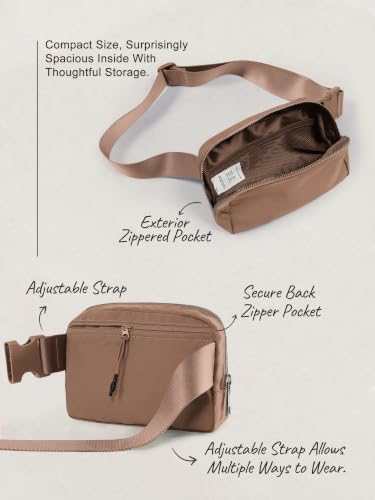 ODODOS Unisex Mini Belt Bag with Adjustable Strap Small Fanny Pack for Workout Running Traveling Hiking, Brown - color: Brown