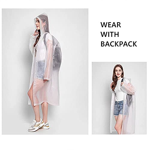 Rain Ponchos for Adults Reusable, 2-5 Pack Raincoat for Women Men, Waterproof Rain Coat Gear with Hood Drawstring - color: White X2