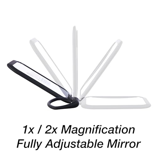 Premium Soft Touch Black Rectangle Makeup Mirror - 1x/2x Magnification - color: Black, size: 10"L x 5.8"W