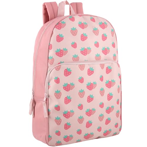 Trail maker Classic 17 inch Backpacks with Adjustable Padded Straps | School Backpacks for Girls, Boys - color: Sweet Strawberries