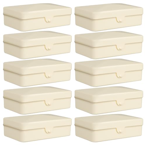 Dukal Ivory Plastic Soap Box, Durable & Compact, Pack of 10 – Perfect for Travel, Bathroom, or Gym Use, Leak-Proof Design, Keeps Soap Dry and Clean