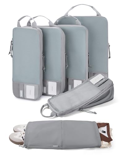 BAGSMART Compression Packing Cubes for Travel Essentials - color: Storm Front Grey, size: Set of 6