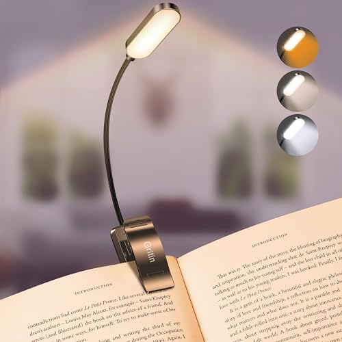 Gritin 16 LED Rechargeable Book Light for Reading in Bed - color: ‎Black