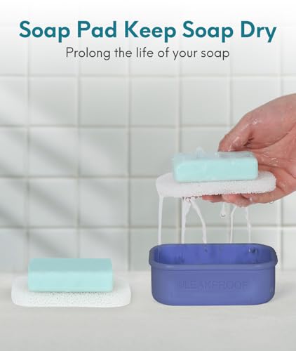 Quatish Large Leakproof Travel Soap Case, Solid Shampoo Bar Holder, Silicone Soap Box with Draining Layer, Enhanced Soap Container, Suitable for Camping, Gym, Bathroom, Outdoor Essentials, Blue - color: Blue, size: Large