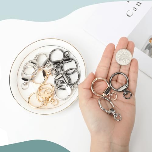 12pcs Round Spring Snap Hooks Swivel Ring Carabiner Clips Eyelet O Rings Buckle for Bags Belts Keychain Purses DIY Accessory (Gold) - color: Gold