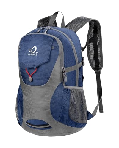 WATERFLY Lightweight Packable Hiking Backpack, 30L Day Pack Blue | Water Resistant Foldable Travel Daypack with Multiple Pockets, Wet Pocket, Ultralight Day Pack for Woman Man, Everyday Carry - color: Blue