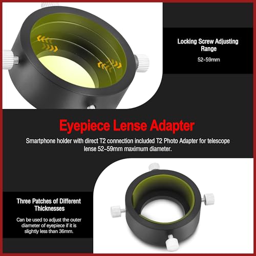 Astromania Universal Camera Photo Eyepiece Adapter 52-59mm with T2 Thread - size: Eyepiece Adapter 52 - 59mm