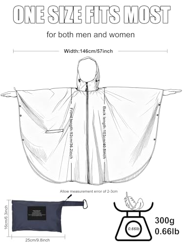 Unisex Hooded Rain Poncho, Waterproof Raincoat Jacket with pocket for Adult, Rain Coat for Outdoor Activities - color: Gradient Gray