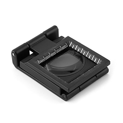 Yosoo 10X 28mm Mini Three-Folding 10X Magnifier Zinc Alloy Magnifier Magnifying Glass with Scale for Textile Optical Jewelry Tool