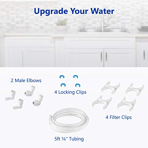 Express Water Filter Upgrade Kit, Reverse Osmosis, Add New Filtration Stage | Includes Adapters for ¼” Threaded and Quick Connect Filters, BPA Free Polyethylene Tubing, Quick Hassle Free Setup - color: Brushed Nickel, style: Accessories