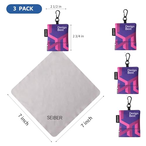 Seiber Glasses Cleaning Microfiber Cloth,Neoprene Pouch,3PCS, Purple | 7 x 7 inch,For Eyeglasses & Sunglasses,Laptops,Cameras, Screen, Self-Closing Bottom - color: Purple-(3pack)