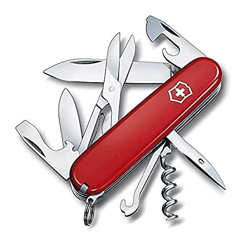 Victorinox Swiss Army Climber Pocket Knife (Red) | 14 functions providing versatility corkscrew can opener bottle opener wire stripper - color: Red