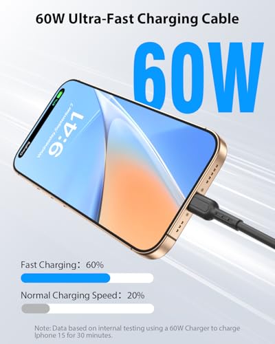 SOOPII 10-Pack Short USB C to USB C Cables,8 Inch/0.7Ft 60W Type C Fast Charging Cables,Compatible with lPhone,Galaxy,lPad,MacBook,Charging Station and Power Bank Accessory(Black) - color: Black, size: C to C-10P(60W)