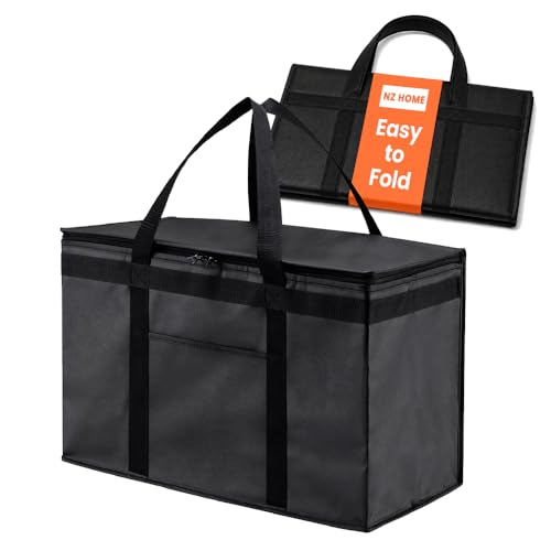 NZ home Insulated Food Bag, Portable Cooler Tote (2XL, Black, 1 Pack) - color: Black, size: 2XL