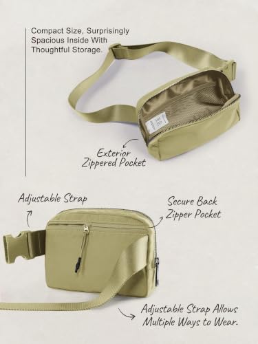 ODODOS Unisex Mini Belt Bag with Adjustable Strap Small Fanny Pack for Workout Running Traveling Hiking, Khaki Green - color: Khaki Green