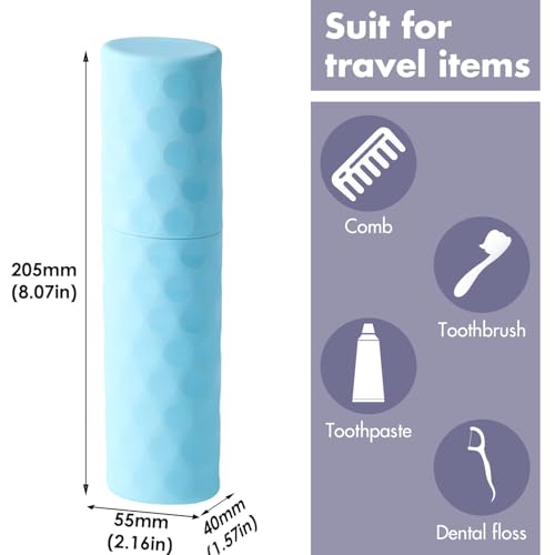 2Pcs Travel Toothbrush Case, Portable Couple Travel Toothbrush Holder with Dot,Toothpaste Container for Home, Travel, Business, Camping, School, 8.1x2.2x1.6 (Purple+Blue) - size: medium size