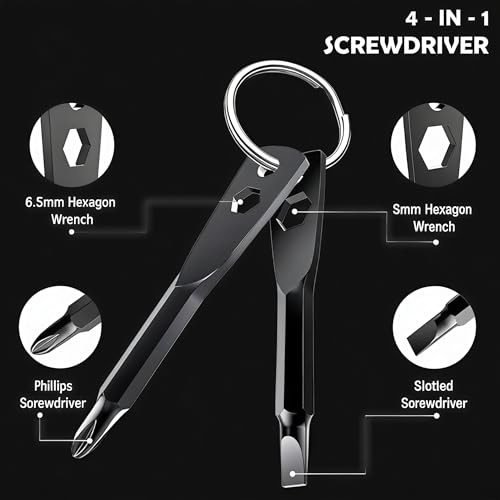 Screwdriver Set : 6-Piece Magnetic Screwdriver Set with 4-in-1 Keychain Tool | Includes Phillips & Flat Head | Non-Slip Grip for DIY & Home Repair | Practical Gift (Blue & Black) - color: Blue/Black