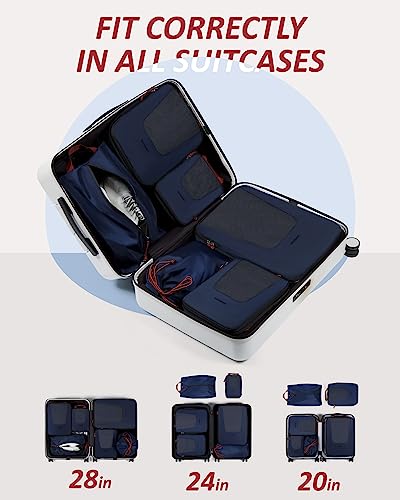 Bagsmart Compression Packing Cubes, Travel Bag Cruise Ship Essentials - color: Dark Blue, size: 6 Set