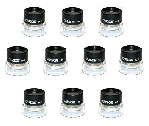 Carson LumiLoupe 10x Power Pre-Focused Stand Magnifier - Set of 10 (LL-10MU),Black/Clear - size: Pack of 10