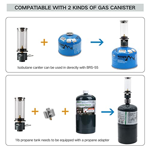 BRS Outdoor Gas Lantern Dreamlike Candle Lamp Portable Tent Lantern Glass Mantle Lantern (BRS-55 1pc)