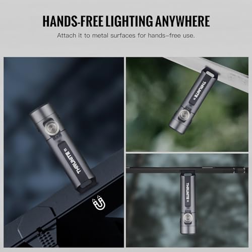 ThruNite Ti Mini Keychain Flashlight USB-C Rechargeable 650 Lumens (Grey) | IPX-6 Waterproof EDC Pocket Light, Magnetic Tail, 5 Modes, 6061-T6 Aluminum, 26.5g for Camping Hiking Everyday Carry Gift - color: Grey Cool White