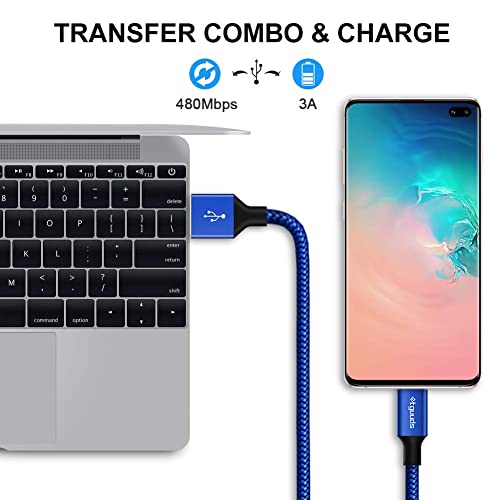 etguuds 4ft USB A to USB C Cable, 2Pack Fast Charging Cord Type C Charger | for iPhone 17 16 15 Pro Max Plus 16e 17 Air, Samsung Galaxy S26 S25 S24 S23 S22 S21 S20 A17 A16 A56 A55 Flip Fold, Blue - color: Blue, size: 4ft